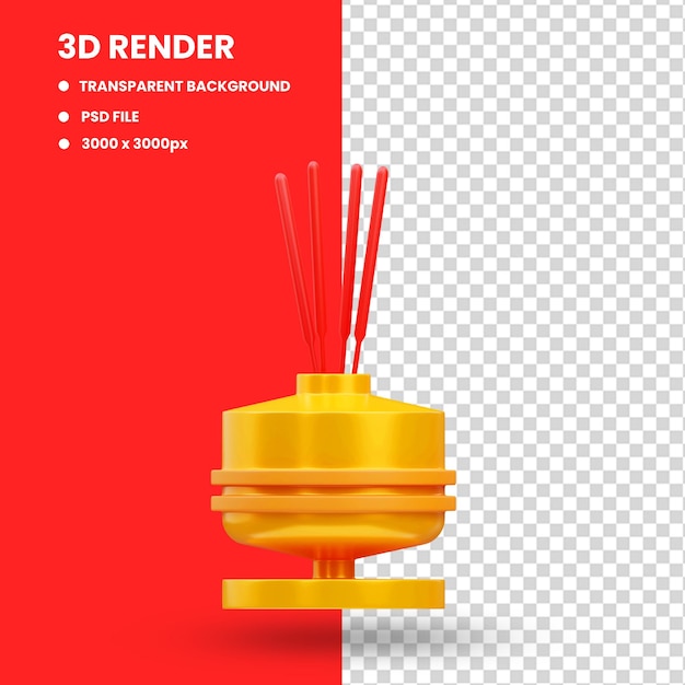 PSD 典型的な中国のアロマセラピー線香アイコン、旧正月の 3 d レンダリング図