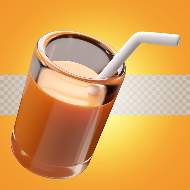 3d render illustration orange judo cup with straw