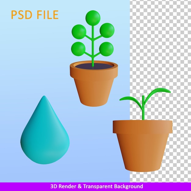 PSD 3d render illustration plant