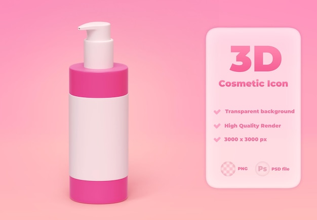 Illustrazione del rendering 3d bottiglia di pompa shampoo o crema