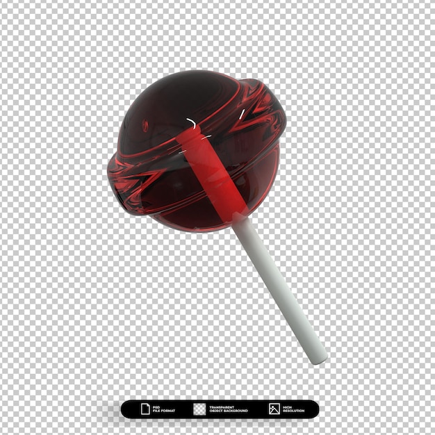 PSD illustrazione di rendering 3d icona di caramelle lolipop rossa isolata