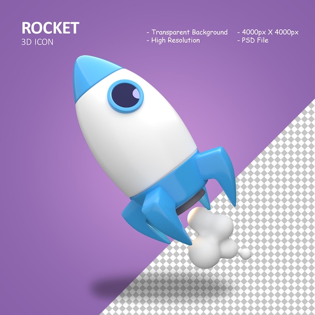 3d render illustration rocket icon