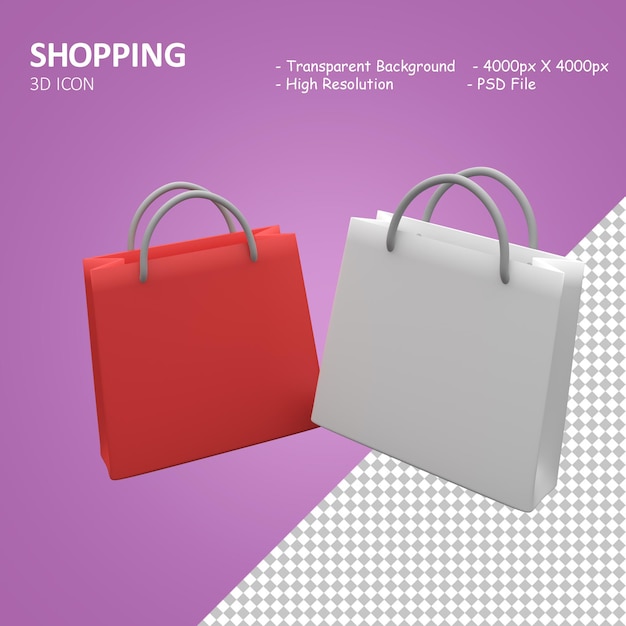 Premium PSD  Shopping bags on a transparent background 3d rendering