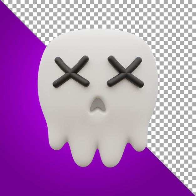 PSD 3d render illustration skull  halloween asset