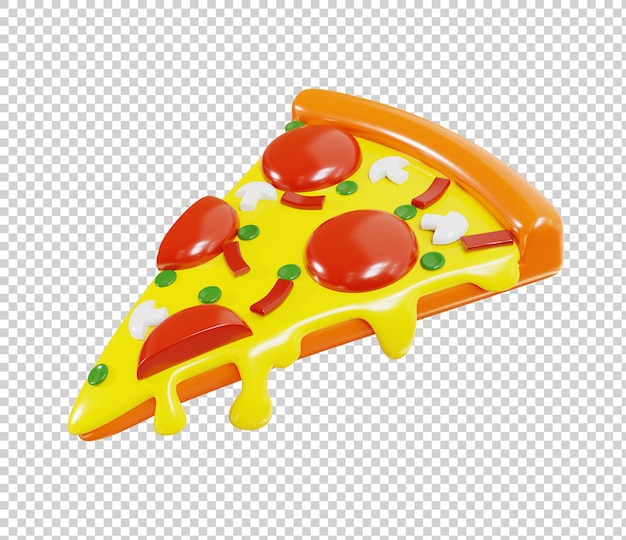 Illustrazione di rendering 3d di una fetta di pizza isolata