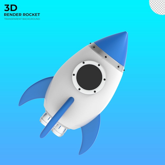 PSD 3d render illustration spaceship rocket isolated background