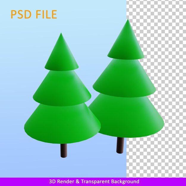 PSD 3dレンダリングイラストスプルース