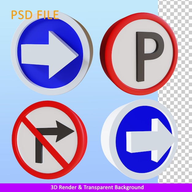 PSD 3d rendering illustrazione segnale stradale