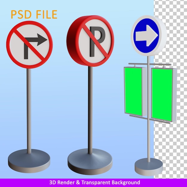 PSD 3d rendering illustrazione segnale stradale