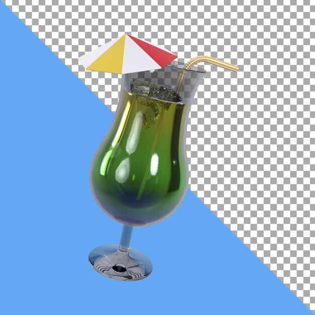 3d render illustration summer coaktail