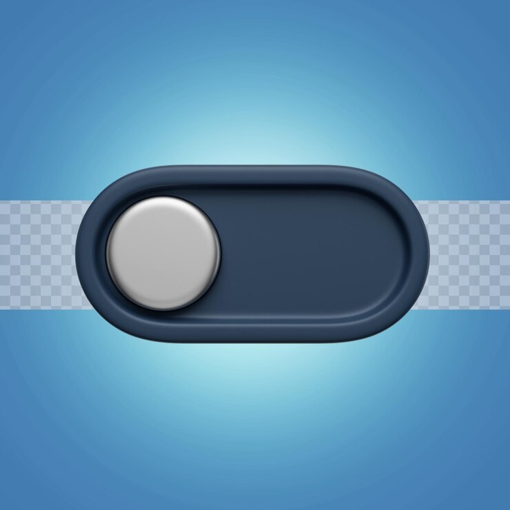 PSD 3d render illustration toggle-off with silver button