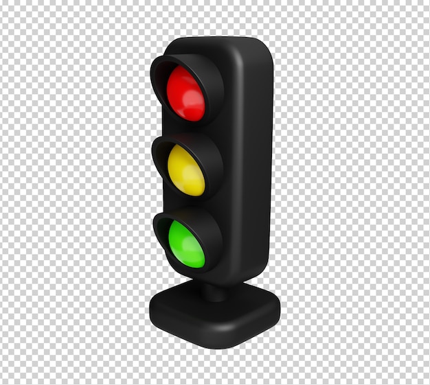 PSD 3d render illustration of traffic light isolated