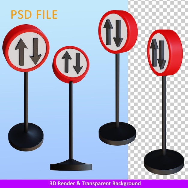 PSD 3d rendering illustrazione segnale stradale