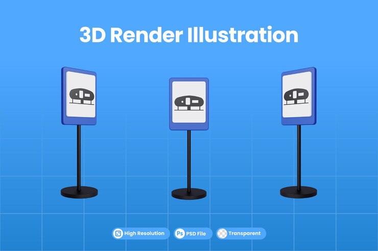 PSD 3d 顯示卡拉文營地的交通標誌