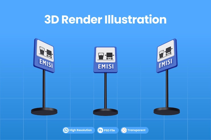 PSD 3d 渲染示例交通标志的排放服务站