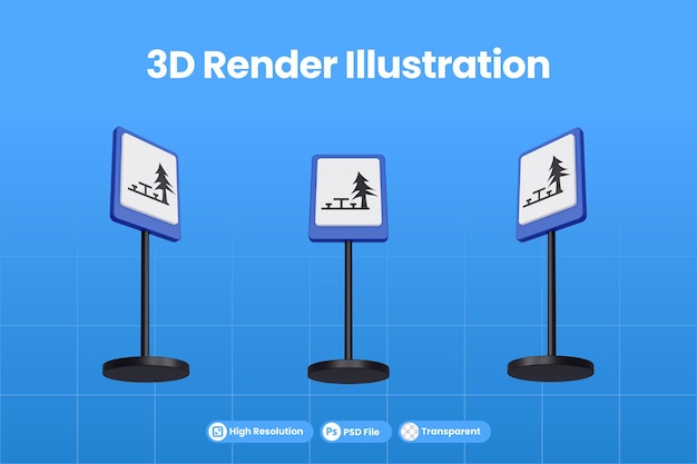 Illustrazione di rendering 3d segnali stradali di park