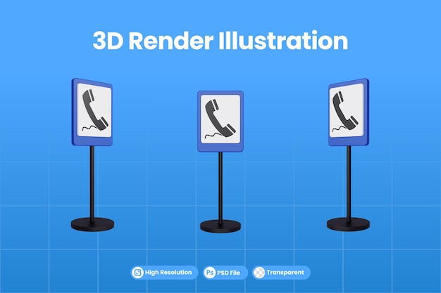 3D визуализация иллюстрации дорожных знаков телефона