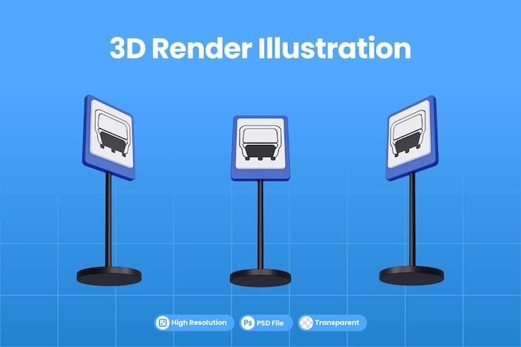 PSD 3d 渲染示例交通标志的过境站