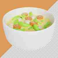 PSD 3d render illustration vegetable soup in cartoon style