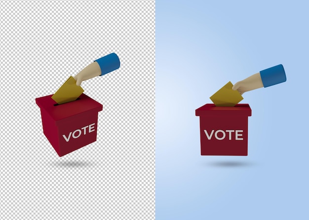 투표 상자의 3d 렌더 일러스트레이션