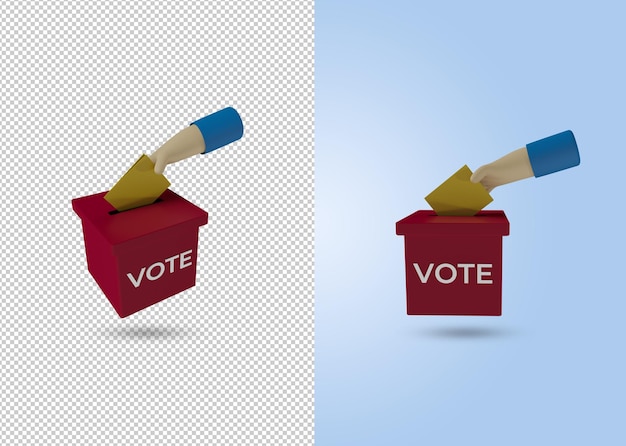 PSD 3d render illustration of voting box