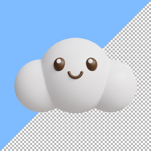 세계 미소의 날 귀여운 구름 만화의 3D 렌더링 그림