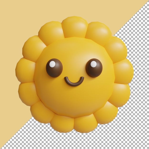 PSD 3d render illustration of world smile day cute sun cartoon