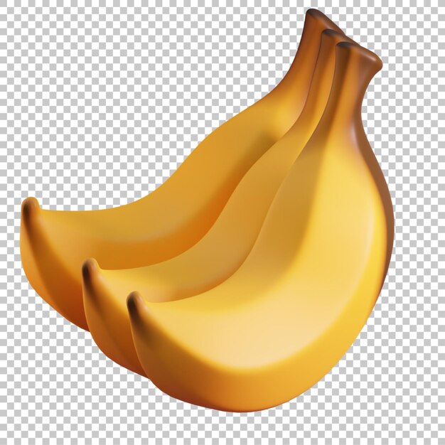 3d render illustration of yellow banana fruit isolated psd