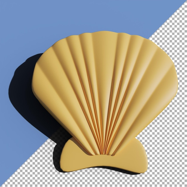 PSD 3d render illustration yellow sea shell cartoon