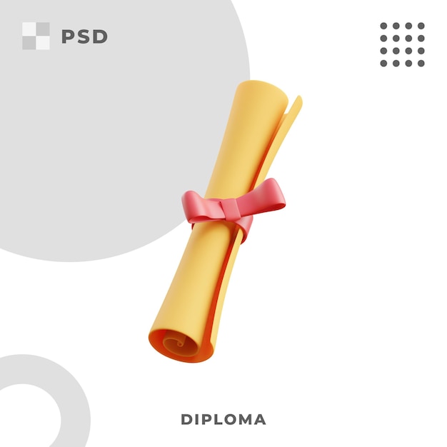 PSD 3d render ilustracja dyplomu