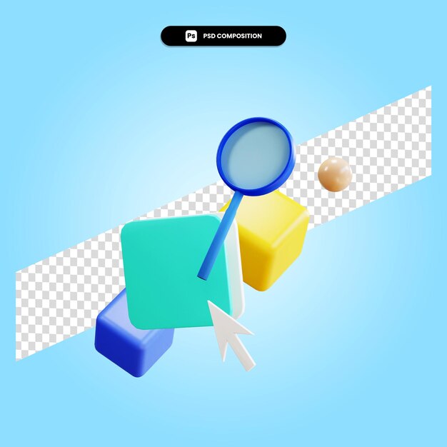 3d render ilustracja elementu geometrycznego na białym tle