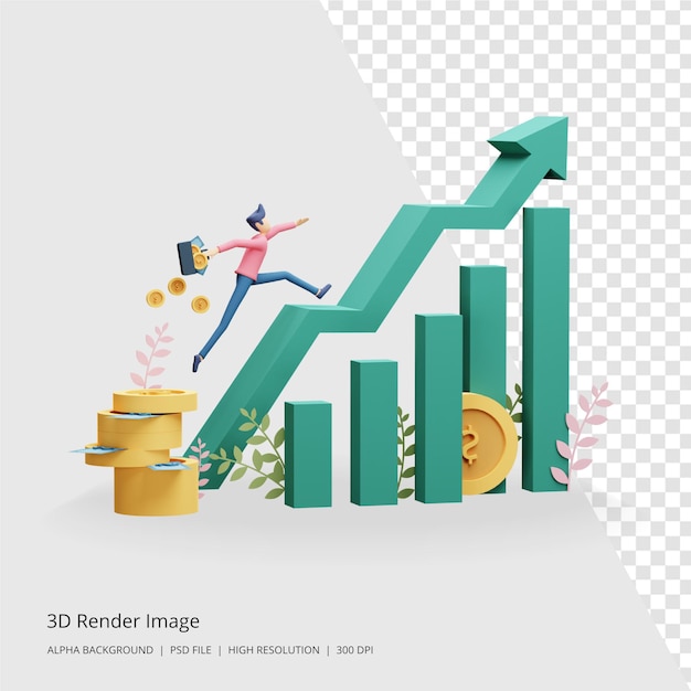 3d render ilustracja koncepcji inwestycji biznesowych