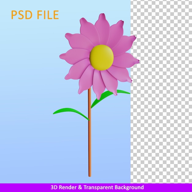 PSD 3d render ilustracja kwiat