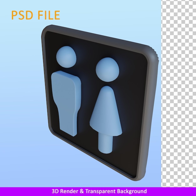 PSD 3d render ilustracja znak toalety