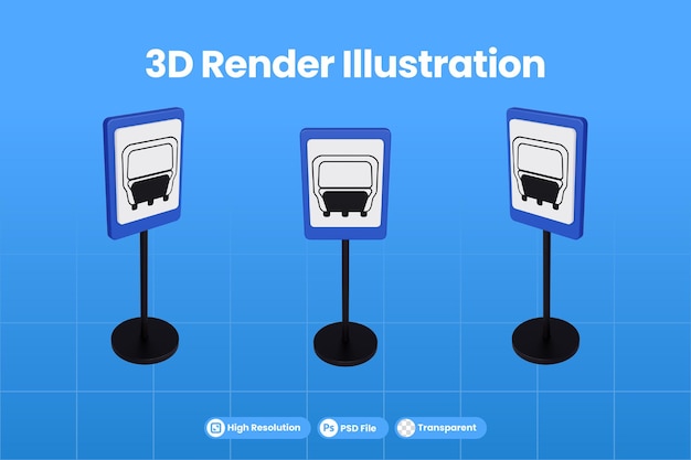 3d Render Ilustracja Znaki Drogowe Przystanku Tranzytowego
