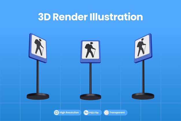 3d Render Ilustracja Znaki Drogowe Trasy Biegowej