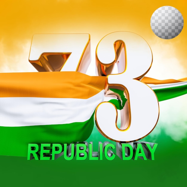 3d render indian republic day concept with transparent background