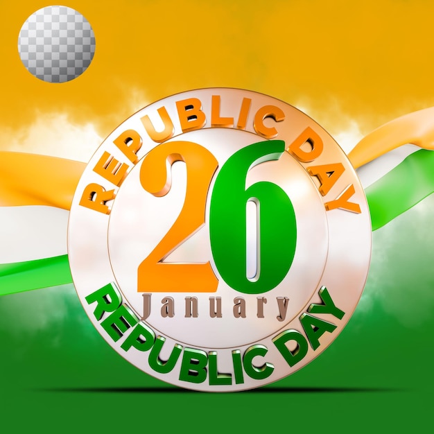 PSD 3d render indian republic day concept with transparent background