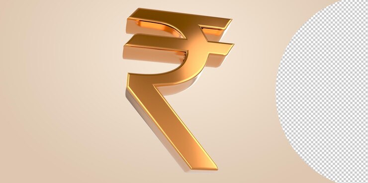 PSD 3d render indian rupee currency symbol with transparent background