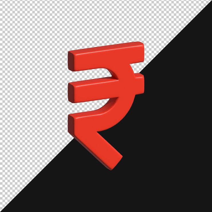 PSD 3d render of the indian rupee symbol