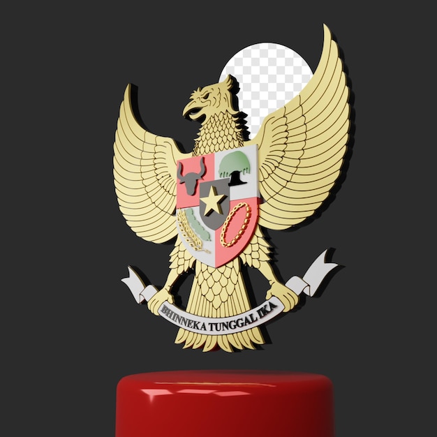 PSD 3d render indonezja pancasila z czerwonym podium