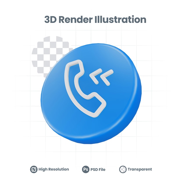 3d render inkomende oproep icon for web mobile app social media promotion