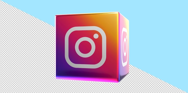 3d 렌더링 Instagram 아이콘 큐브