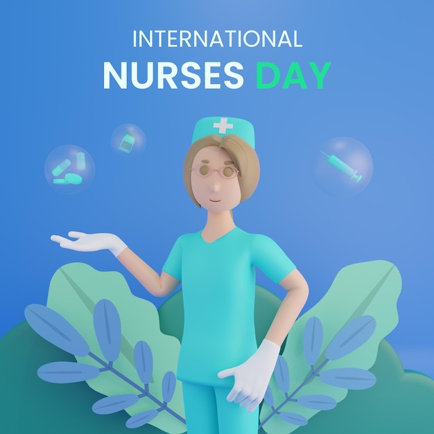 PSD 3d render international nurses day