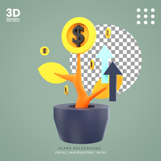 3d render investering plant illustratie