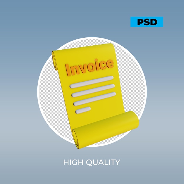 PSD 3d render invoice