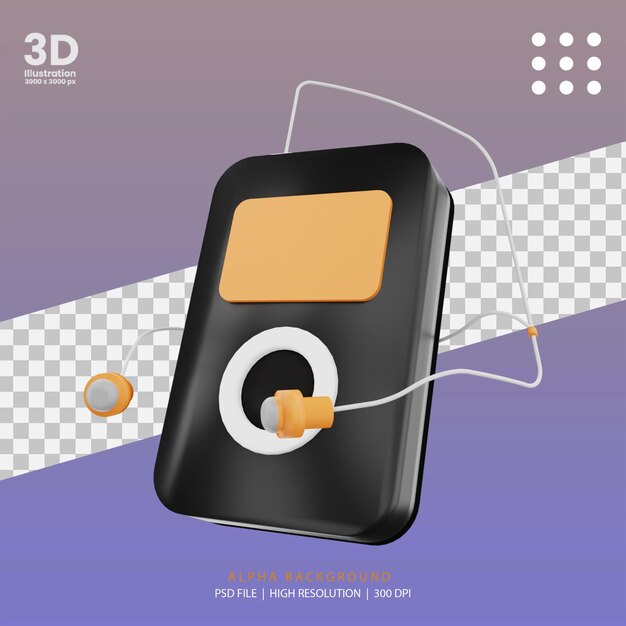 PSD 3d визуализация музыкальной иллюстрации ipod