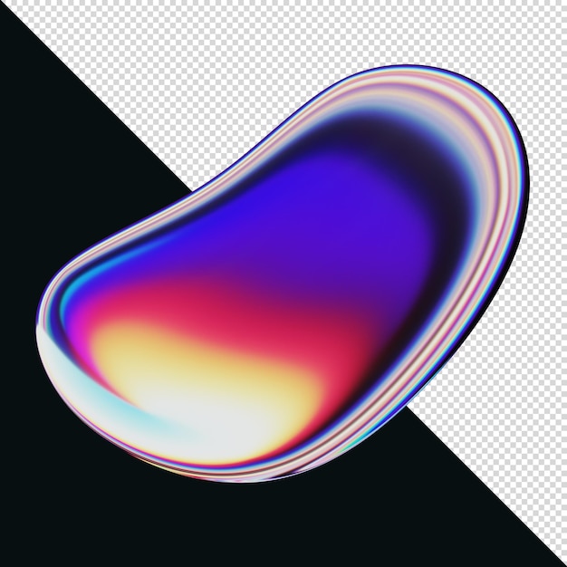 3D render iridescent shape blob