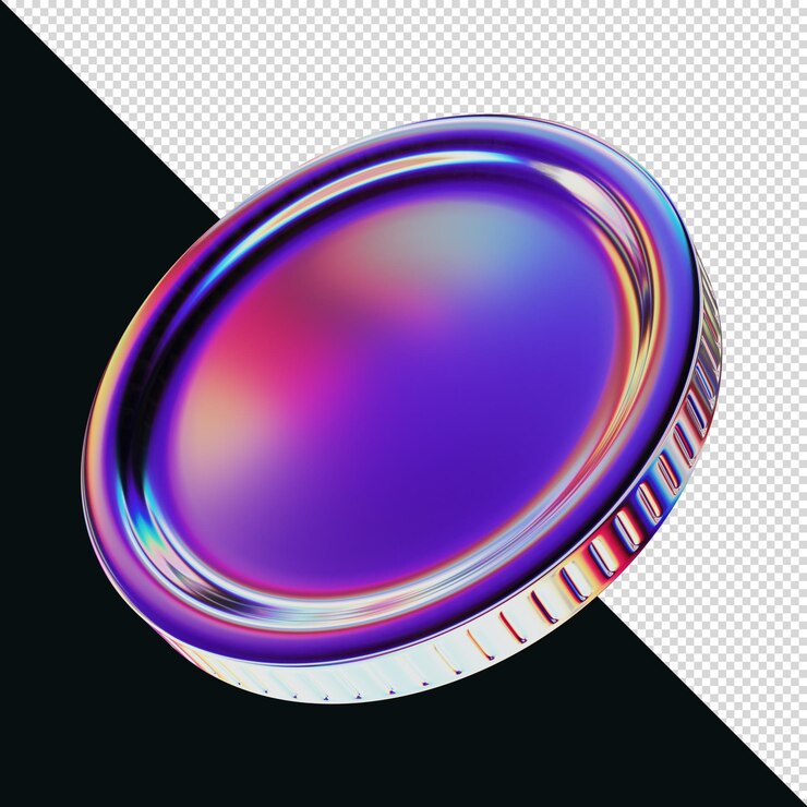 3D render iriserende vorm munt