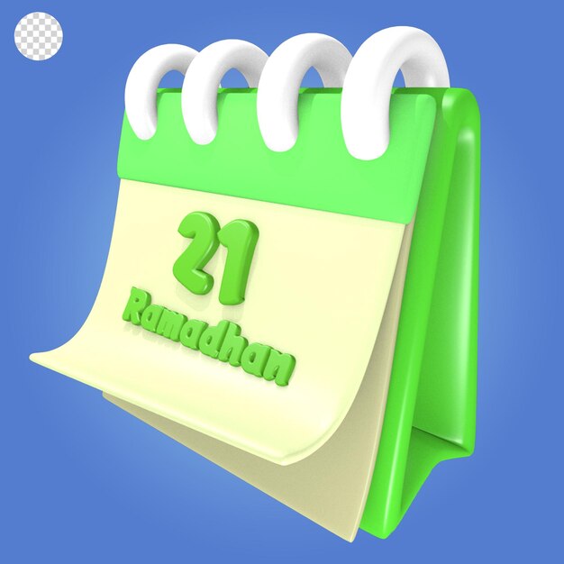 3d render of islamic calendar object on the 21 of ramadan